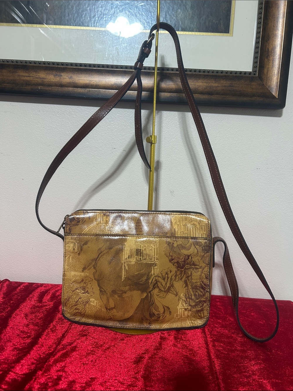 Patricia Nash Tan Brown Artistic Print Crossbody Bag